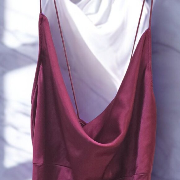 Maroon Slip Maxi Dress | Silky Feel | Elegant & Timeless Look 💋 - Picture 3 of 11